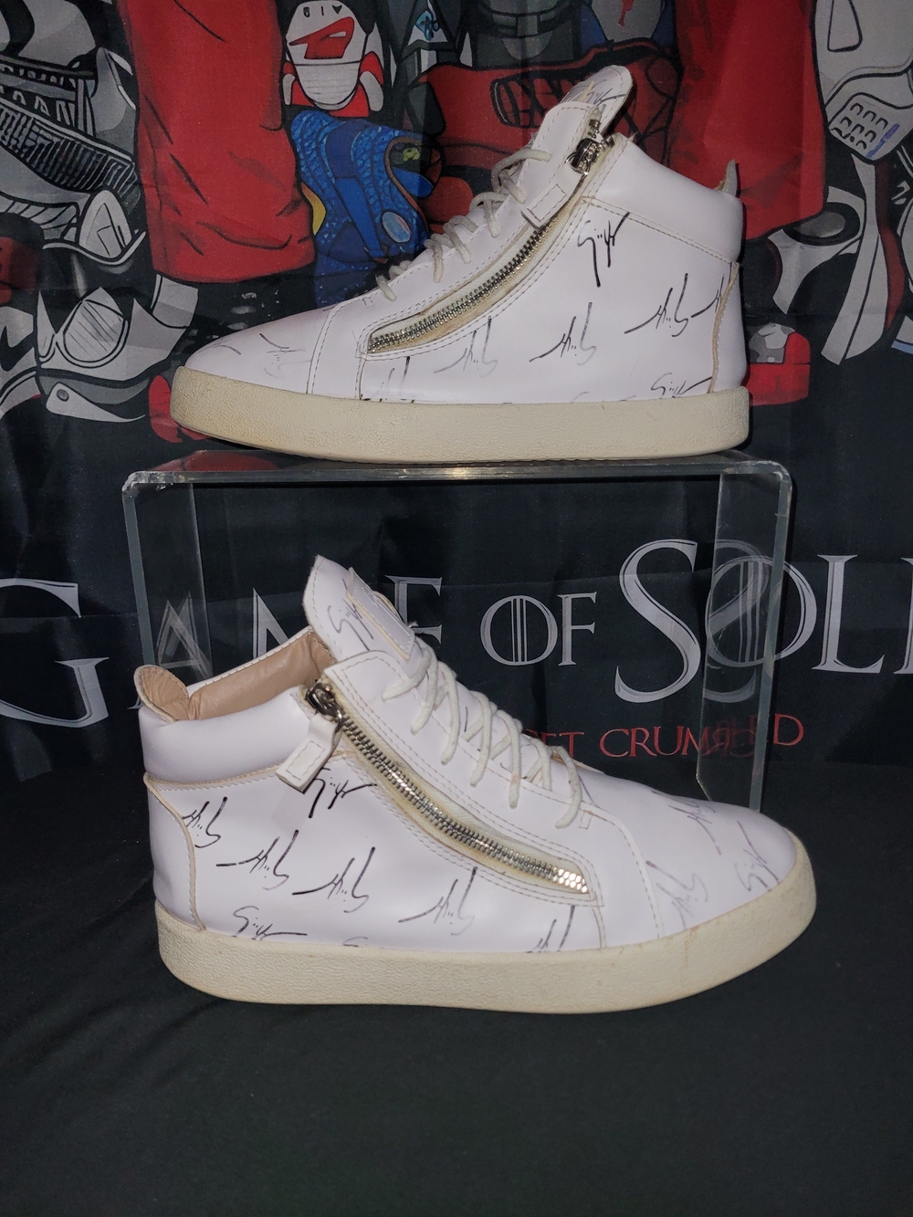 Giuseppe Zanotti White High-Top Sneakers with Signature Print